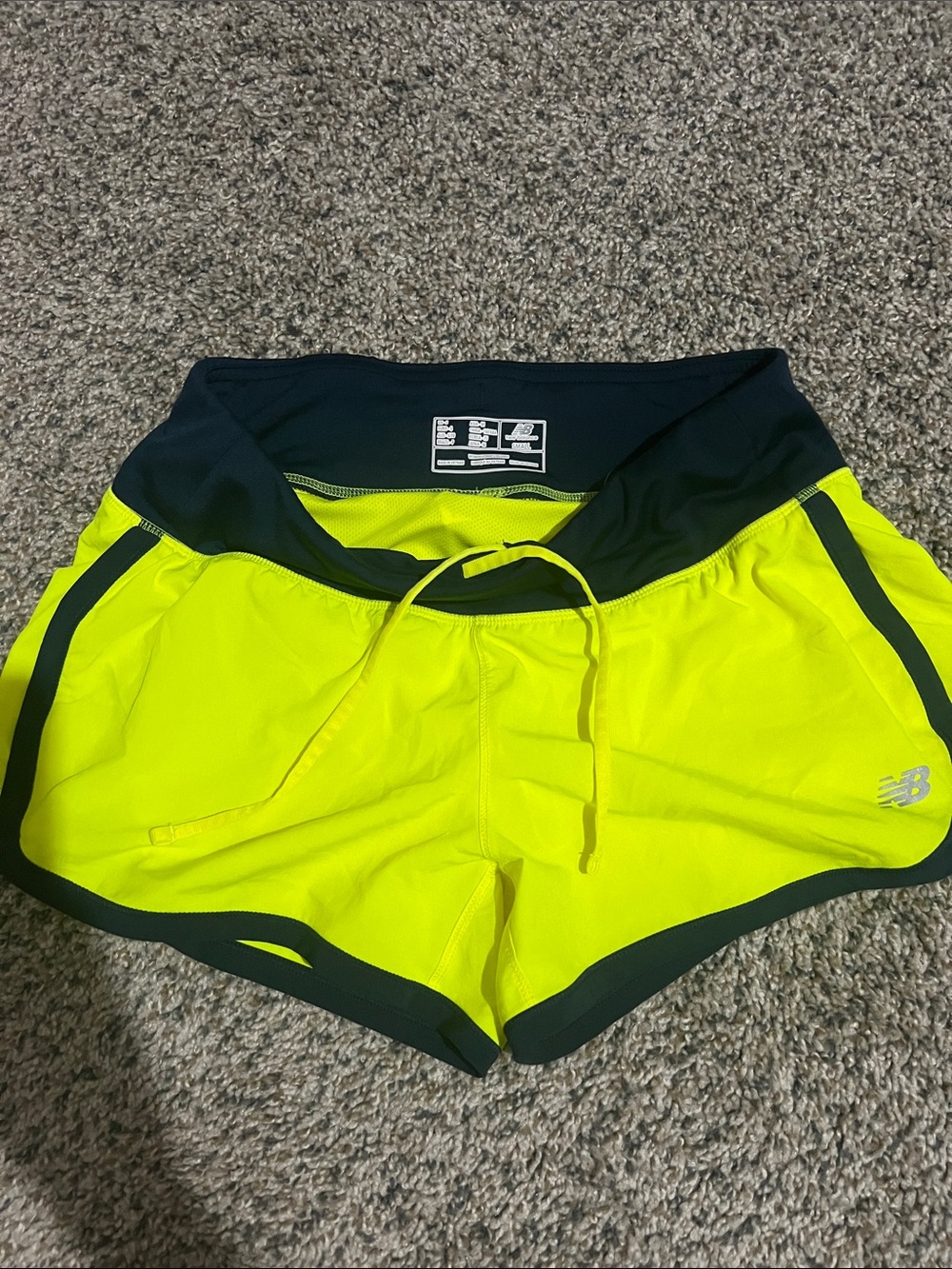 New Balance Neon Yellow and Black Athletic Shorts